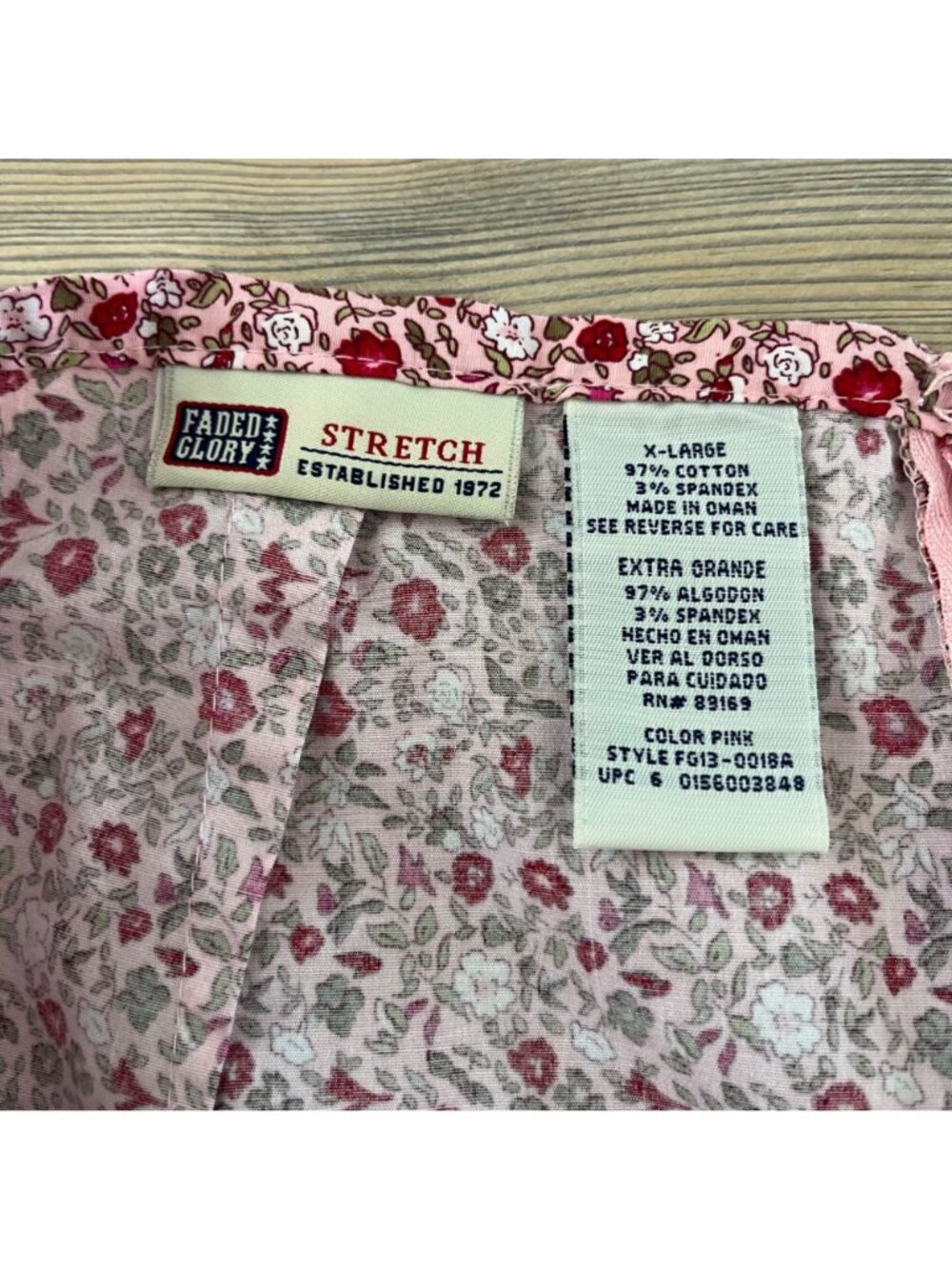 Faded Glory 90s Ditzy Floral Skirt  Womens XL Pink/Red Roses Ruffled Hem - Picture 4 of 6